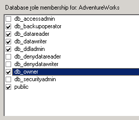 Database Role Membership - All but Security