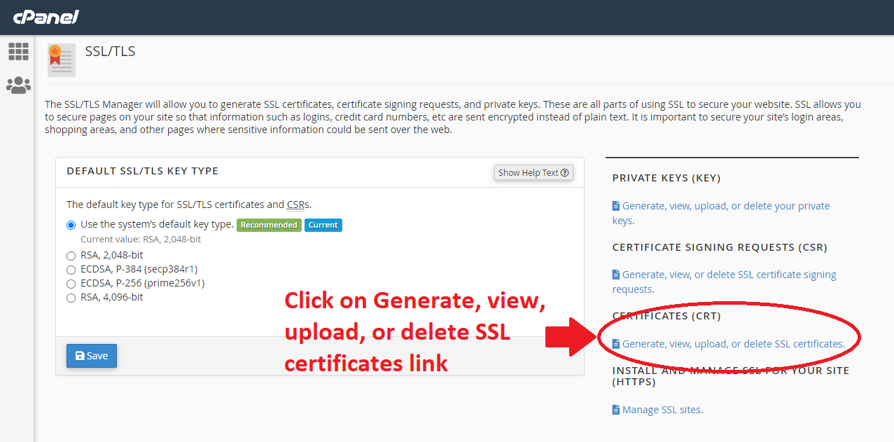 Setup SSL Certificate on a GoDaddy hosted Apache server with cPanel - Step 8: 