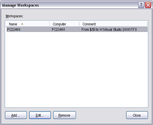 File > Source Control > Workspaces...