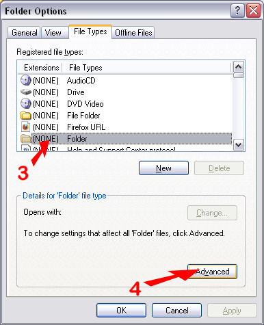 Select (NONE) Folder, Click on Advanced