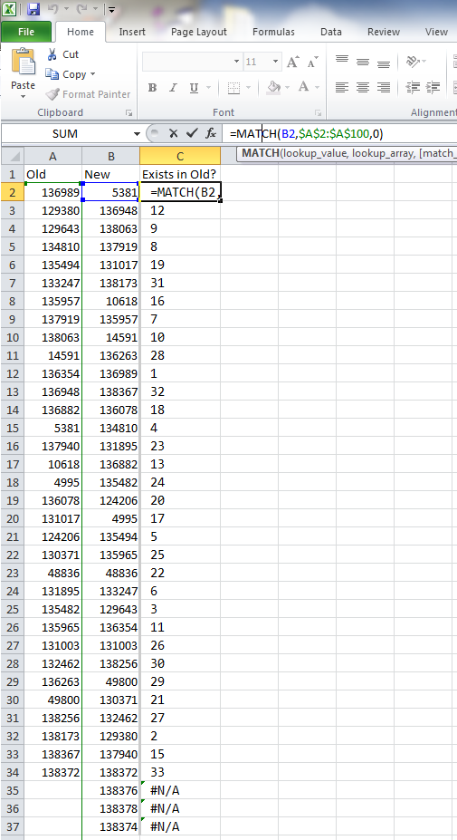 Values found in one column but not another