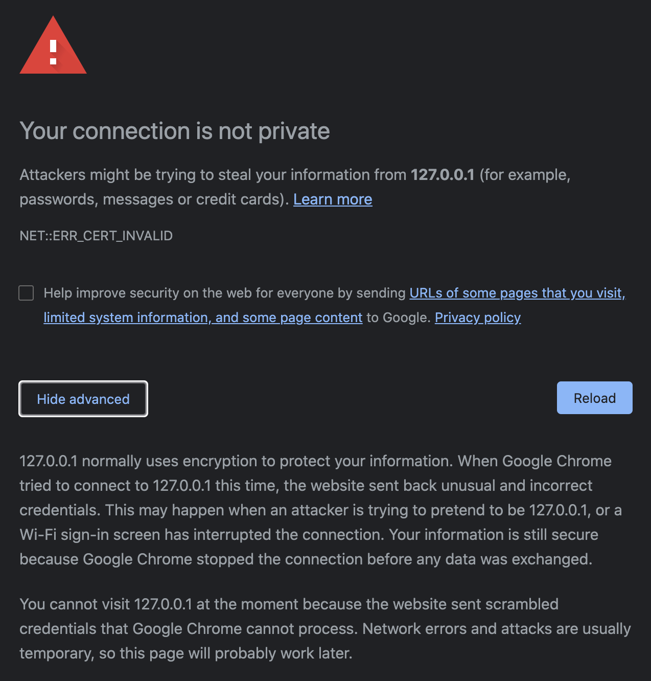 Google Chrome HTTPS Error - ERR_CERT_INVALID